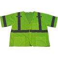 Petra Roc Inc Petra Roc Safety Vest, ANSI Class 3, Touch Fastener Closure, Polyester Mesh, Lime, 4XL/5XL LVM3-4X/5X
